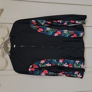 Long sleeve rash guard black with floral